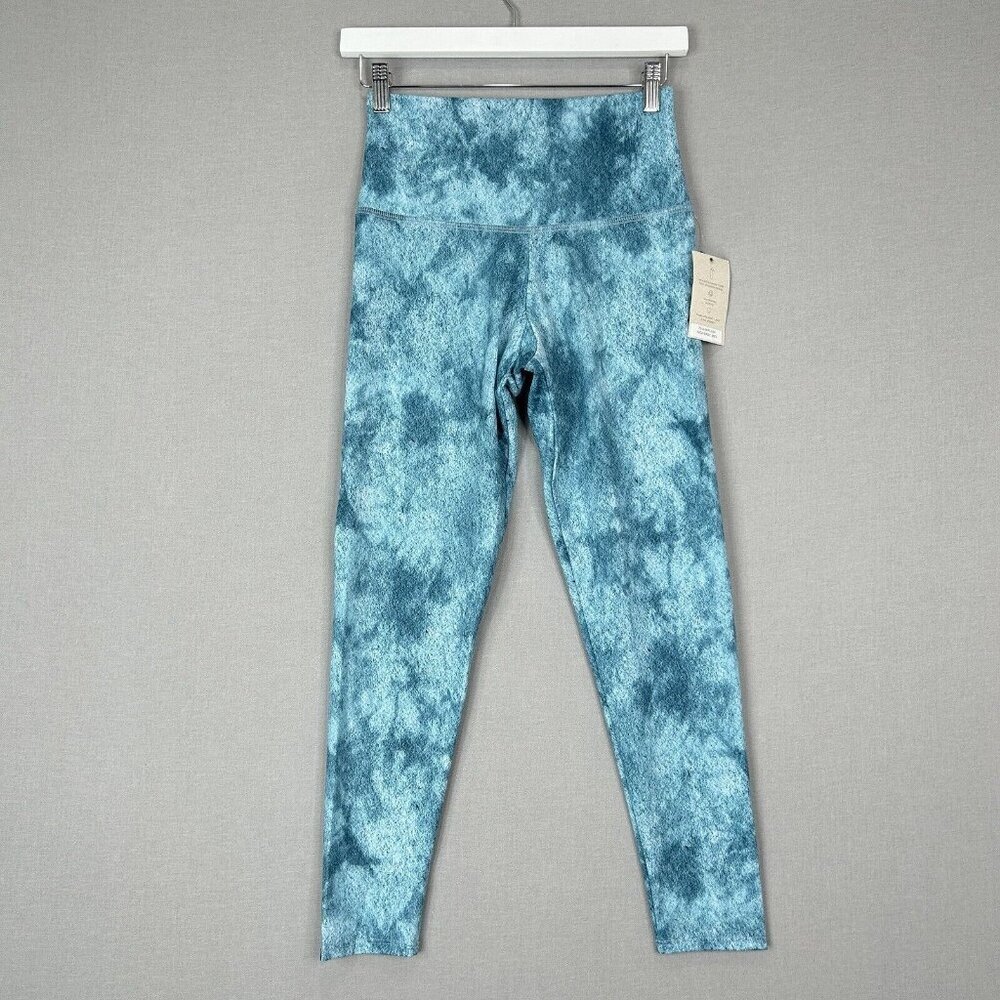 Onzie Womens Pants Small Blue Tie Dye High Rise‎ Midi 7/8 Leggings Performance